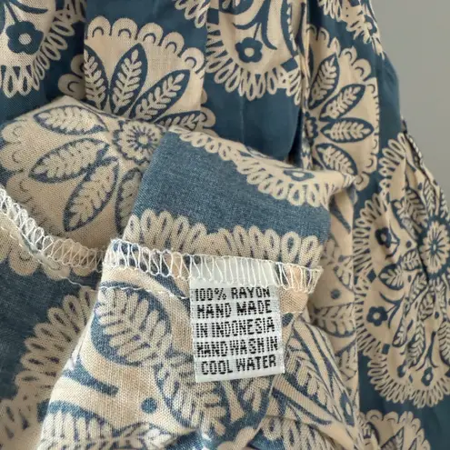 Tiare Hawaii Blue Floral Smocked Maxi Dress One Size NWOT