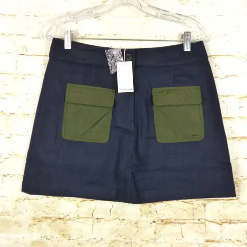 re:named Skirt Womens M Navy Blue Felt Mini Patch Pockets Army Utility Gorpcore