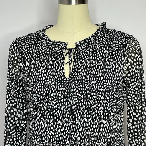 Rose + Olive Boho Peasant Tie Top Blk/White L