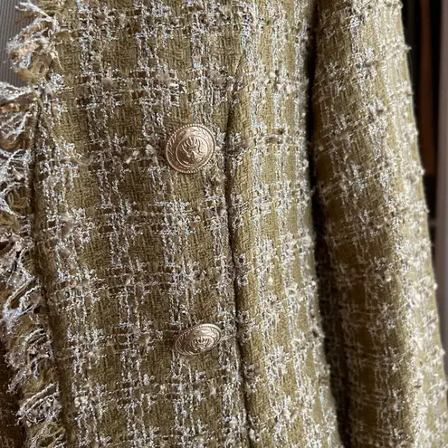 Elie Tahari Metallic Gold Tweed Long Coat Size Small NWT