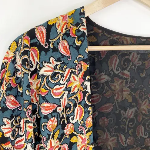 NLW Turkey Multi-Color Paisley Print Open Front Kimono Women's Size Small S