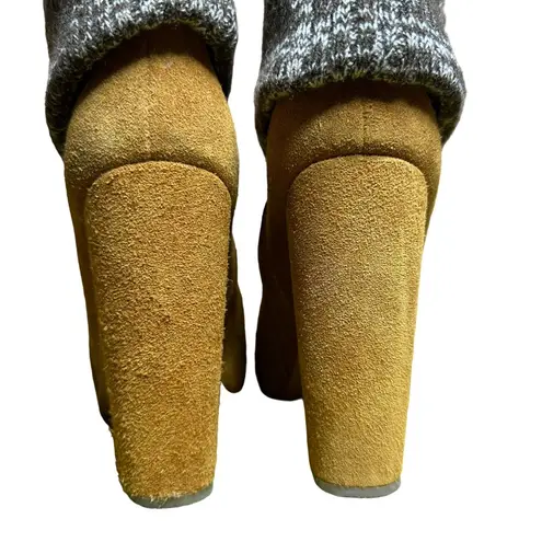 Rachel Comey Colton Ankle Boot Size 6.5 Fold-Over Knit Cuff Tan Suede Sweater