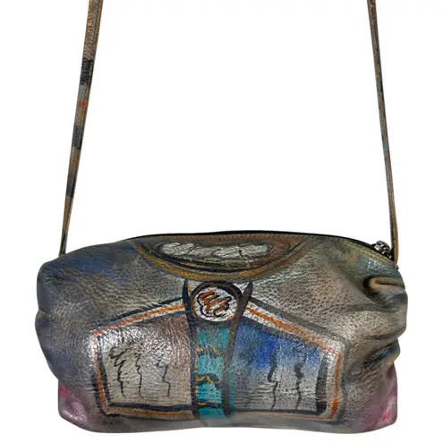 Jane Yoo Hand Painted Handpainted Crossbody Purse Handbag Abstract Signed