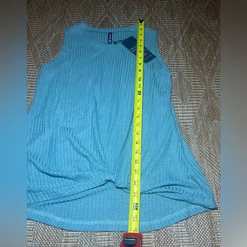 IWOLLENCE Women's Sleeveless Twist Knot Waffle Knit Teal Tank Top,Size S,NWT Blue