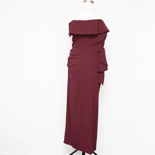 XScape  | Plus Camila Long off the Shoulder Slit Gown. thumbnail 7