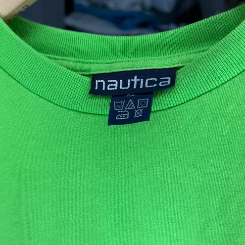 Nautica Vintage 90’s Neon Green Made in USA  “Challenge” Short Sleeve T-shirt Sz XL