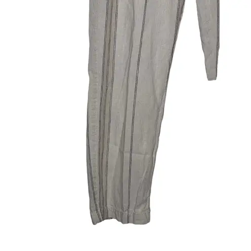 Anthropologie  Women Pants Striped Linen Pull On Pockets Tassel Tie Boho Beige XS