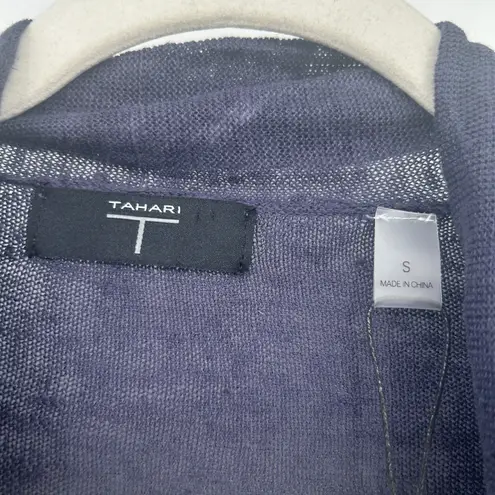 Tahari NWT Womens Fall Beachy Lightweight 100% Linen Open Front Cardigan Size S