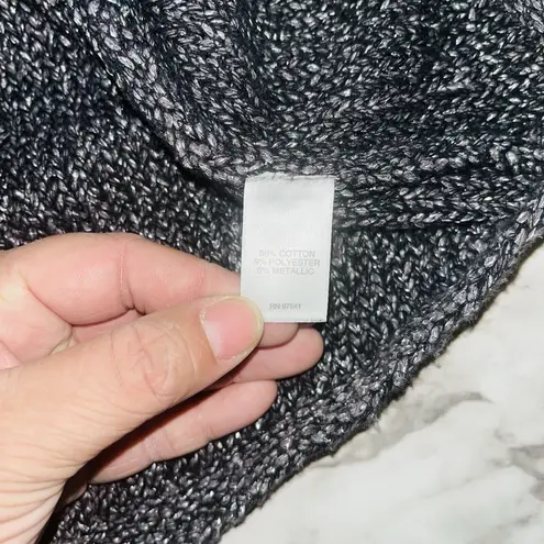 J Jill Long Sleeve Sweater Scoop Neck Metallic Chunky Knit Women Black M Gothic Size M