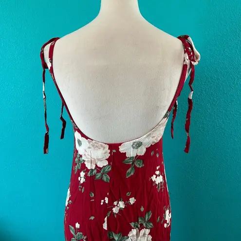 Reformation  Jade Midi Dress in Justine Red Scoop Back Tie Straps Size S