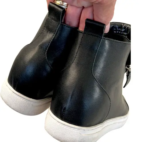 EUC ALL BLACK Leather Hi Top & Zip Ankle Boots Black Size 9.5