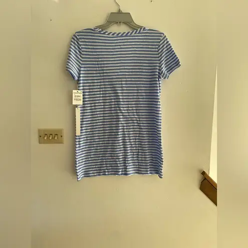 Caslon NWT blue and white stripe v neck short sleeve tee XS 60% cotton