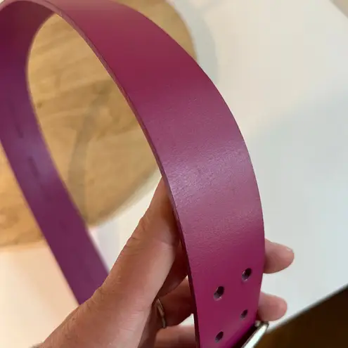 Pink Genuine Made in India Leather Double Silver Buckle Belt Size Medium