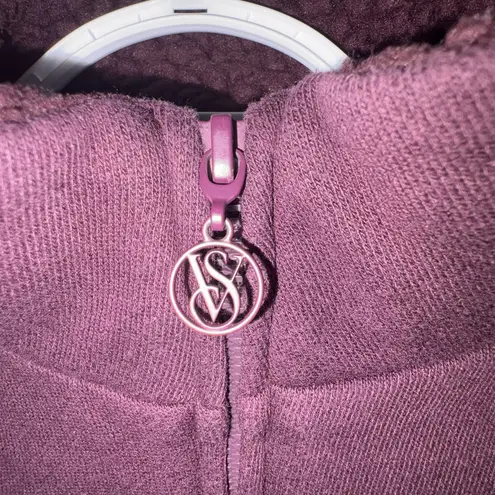 Victoria's Secret  Plum Zip-Up Crop Sweater