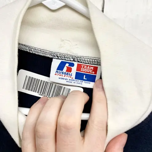 Russell Athletic Vtg Jacket Women Size Large Long Sleeve Collared Full Zip Navy