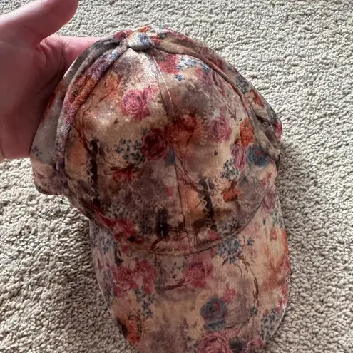 Massini Watercolor Floral Velour Baseball Cap Hat Adult One Size Adjustable 1990s