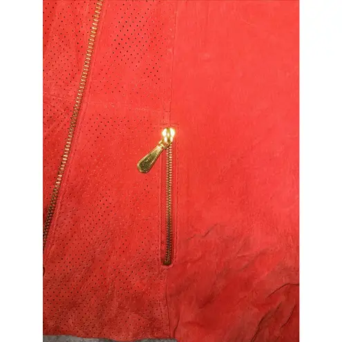 VTG Queen Latifah Shearling Leather Jacket Women XL Orange Queen Biker