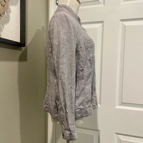 Christopher & Banks 100% Linen Jacket Button Down Shirt Size Large Preppy