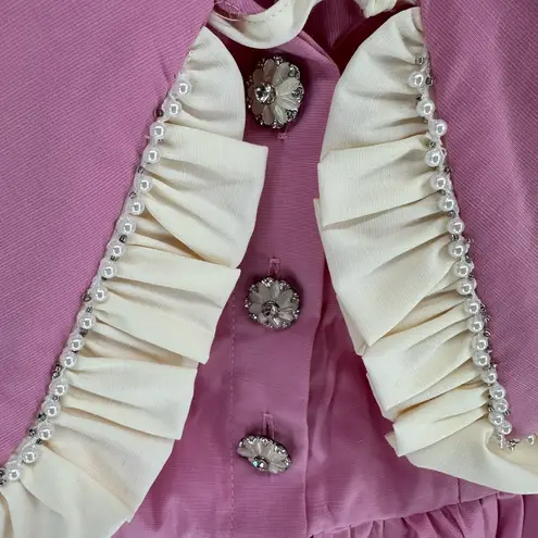 Sister Jane Farmyard Collared Mini Dress in Rose Shadow Pearl Collar NWT size XS Pink