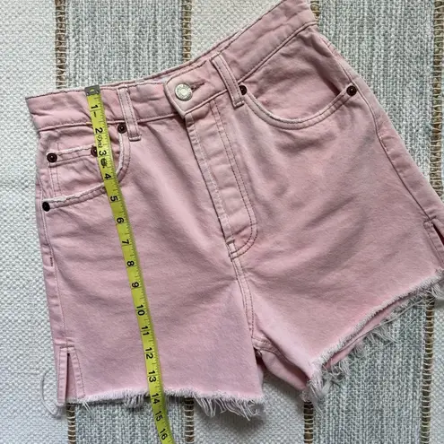 ZARA  Light Pink High Rise Side Slit Button Fly Cut-Off Denim Shorts Women’s 2