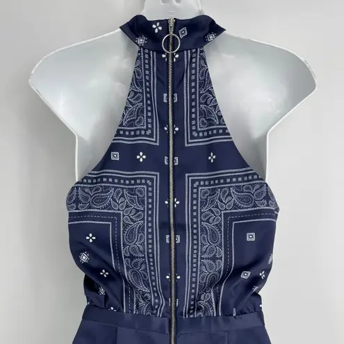 Stylestalker Bandana Print Halter Mini Dress Size Small Navy Built in Shorts
