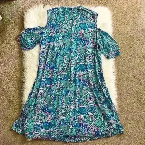 Simply Southern  Seashell Cold Shoulder Swing Dress Large