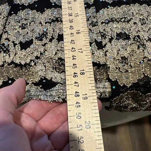 R & M Richards Vintage Top Womens Large Black Gold Lace Sparkle Formal Festive