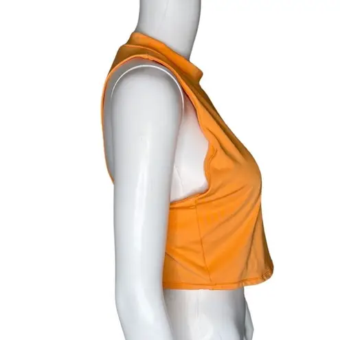 All In Motion  Shirt Womens Large Orange Crop Top High Neck Workout Athleisure