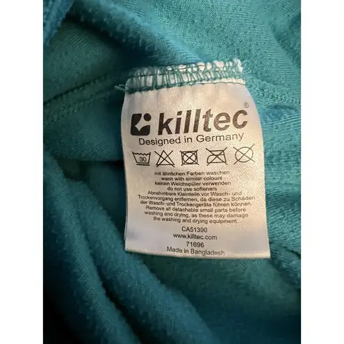 Killtec 1/4 Zip Up Light Fleece Jacket Women's 16(L) Teal Mock Neck Long Sleeve Size L