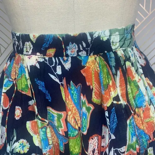 Raga Nocturnal Affair Floral Butterfly Bird Printed Mini Skirt Size US Large