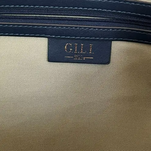 G.I.L.I Got it Love It Navy Blue Leather Large Bucket Handbag NWOT