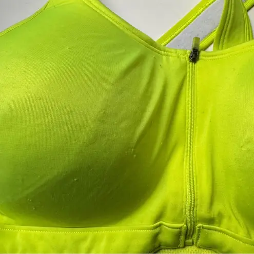 Under Armour  Bright Neon  Athletic Sporty Logo Cross Strap Sports Bra Sz L