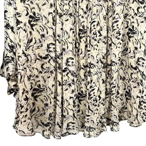 Proenza Schouler Abstract Animal Print Crepe Chiffon Blouse In Butter Black 10