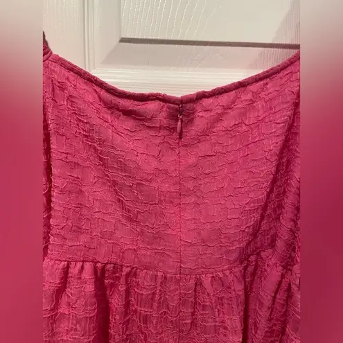 NWT Future Collective Size 2X Pink Tie Neck Keyhole Puff Sleeve Ruffle Top Zip
