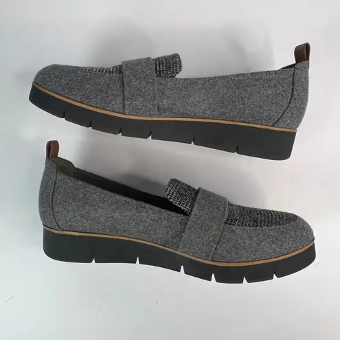 Dr Scholls Essential Collection Women Mid Grey Plaid Loafer Shoes Size 8.5 Med Gray