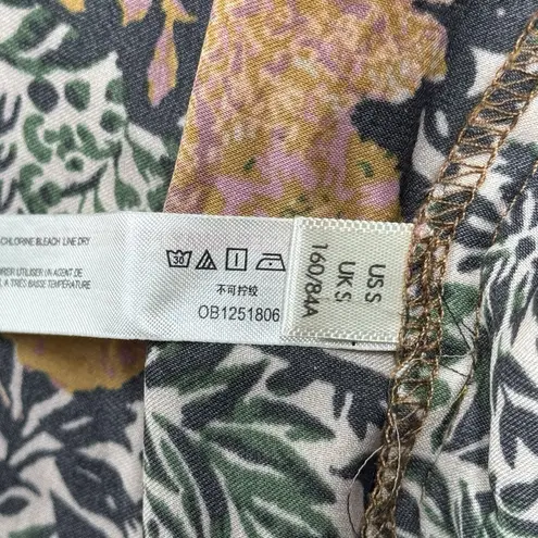 Free People  Kimono Women Small Black Orange Floral Topper Flower Hippie Bohemian