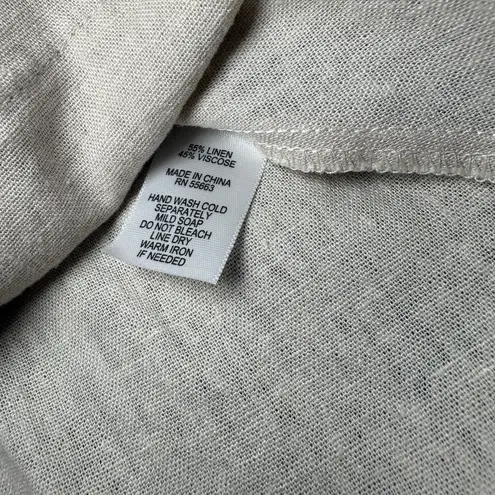 For Cynthia Linen Blend Lagenlook Shirt Dress Large Sleeveless Pockets Small