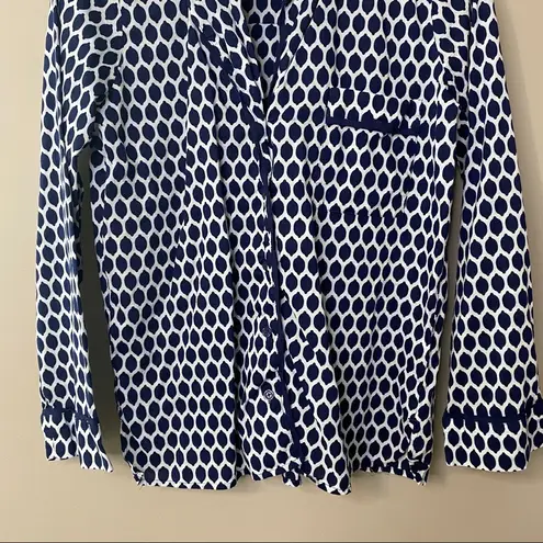 Kate Spade  Pajama Button Down Top Blue Sz Small