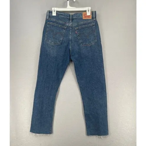 Levi's  Jeans Womens 31 Blue Wedgie Straight Crop Distressed High Rise Button Fly