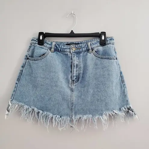 Forever 21  Frayed Edge Mini Blue Jean Skirt L