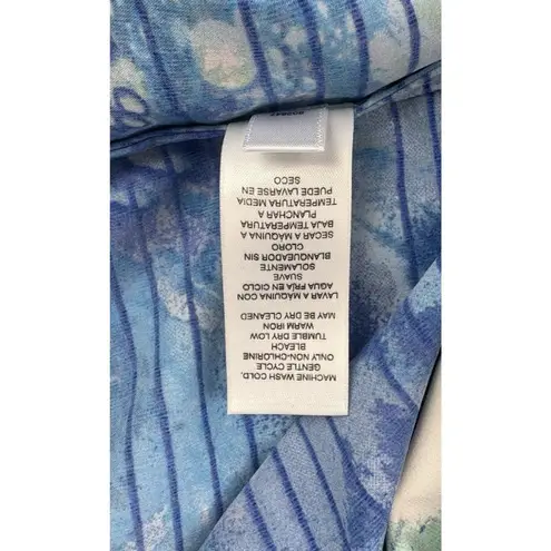 Chico's New  Getaway Floral Blouse Womens 1 (Sm 8-10) Blue Print Coastal Grandma