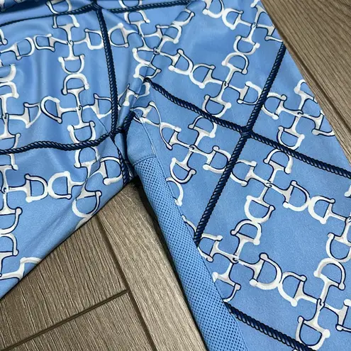 SanSoleil Solshine 1/4 Zip Mock Long Sleeve Golf Top Blue Print Size Small