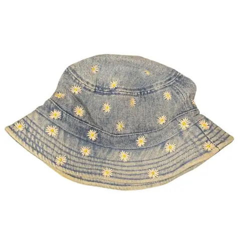 Old Navy American Eagle Embroidered Sunflower Light Denim Bucket Hat Adult One Size Retro