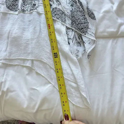 Womens White Black Tropical Pineapple Short Sleeve Cover Up Dress One Size Beach