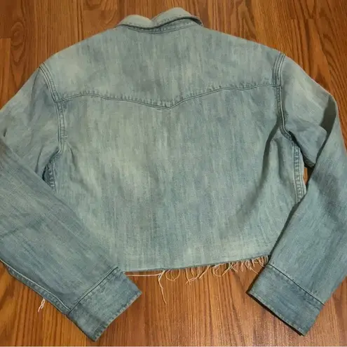 All Saints Raw edge distressed Denim Jacket size 2