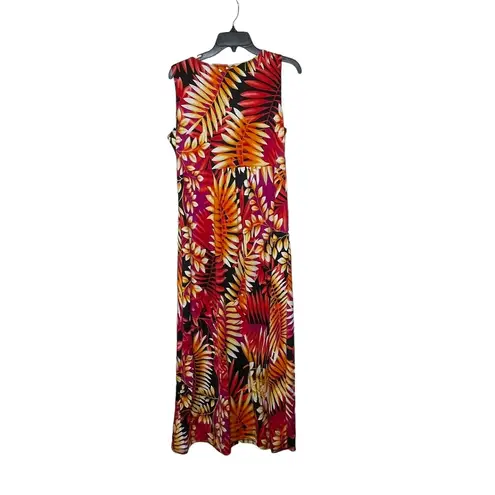 Elementz  Tropical Palm Print Colorful Maxi Dress Surplice V-Neck Women Medium