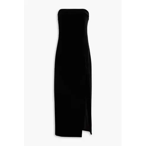 NICHOLAS Adiba Strapless Round Edge Midi Dress in Black 4 New Womens