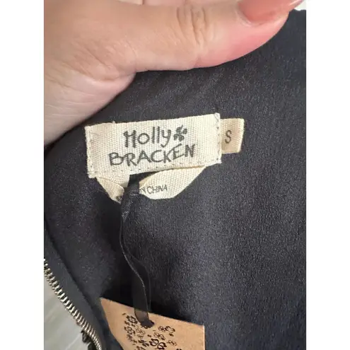 Molly Bracken Black Sequin Zip Top Size Small