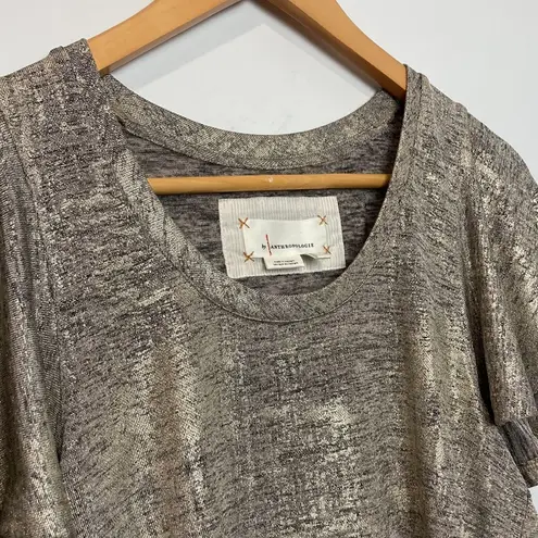 Anthropologie |Flowy Metallic Gold Top sz Medium