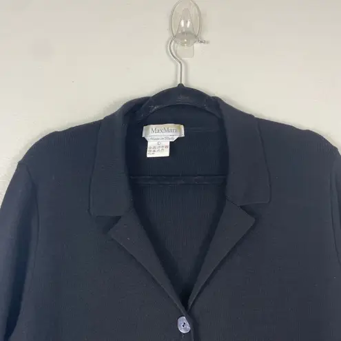 Max Mara Max Mara Women's L Italy Wool Knit Blazer Long Cardigan Coat Black 100% Wool